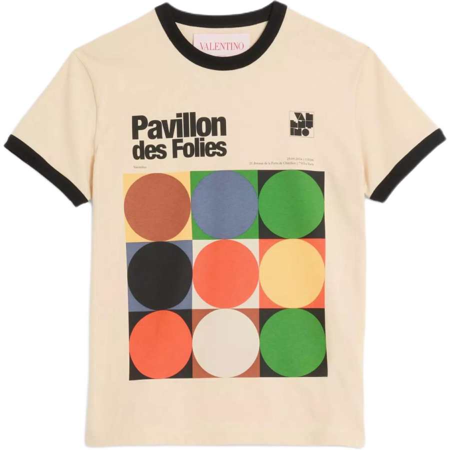 Valentino SS25 Pavillon Des Folies T Shirt Men's Butter