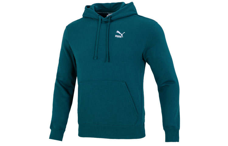 PUMA Sweatshirts Men's Peacock Green Hooded Moderate Regular