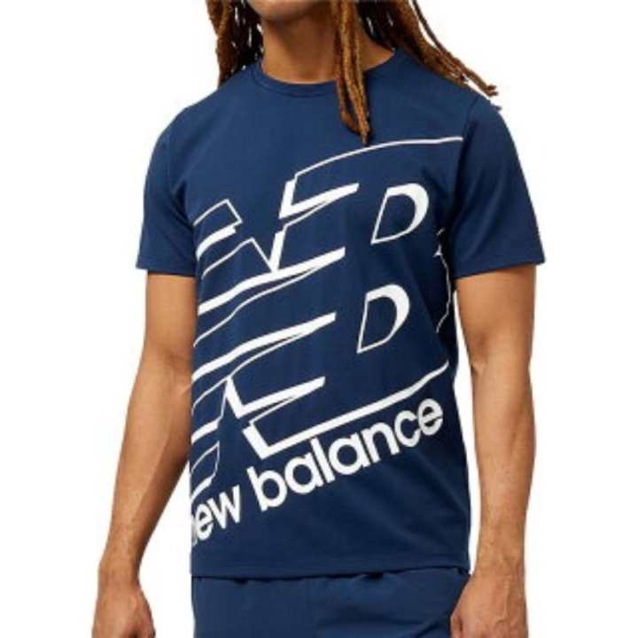 New Balance New Balance T Shirts Men's Blue Crew Neck Moderate