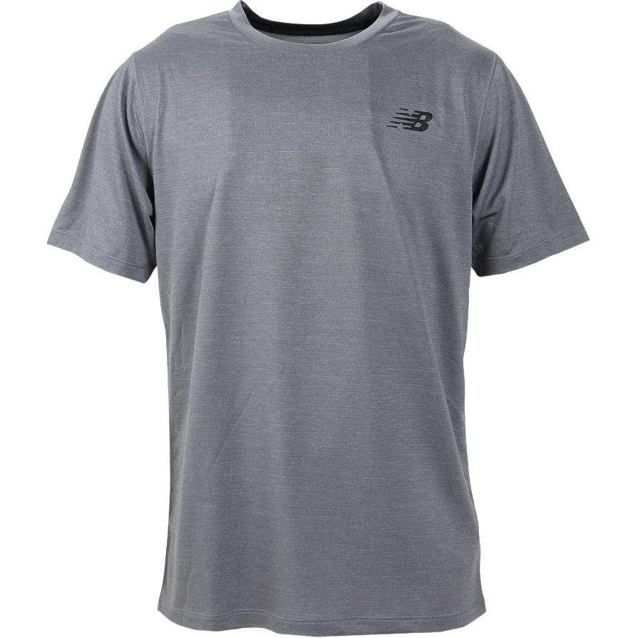 New Balance New Balance T Shirts Men's Gray Crew Neck Moderate Straight Fit