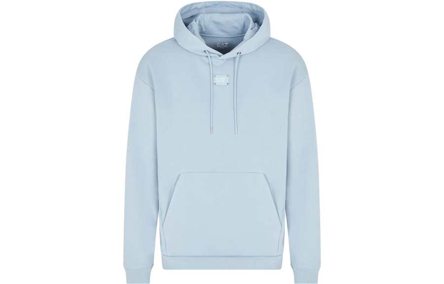 EMPORIO ARMANI EA7 Sweatshirts Unisex Light Blue Hooded Moderate Regular