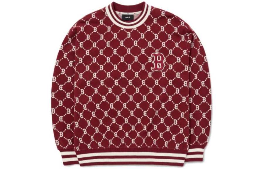 MLB MLB Old Flower Sweatshirts Unisex Red Crew Neck Moderate Regular