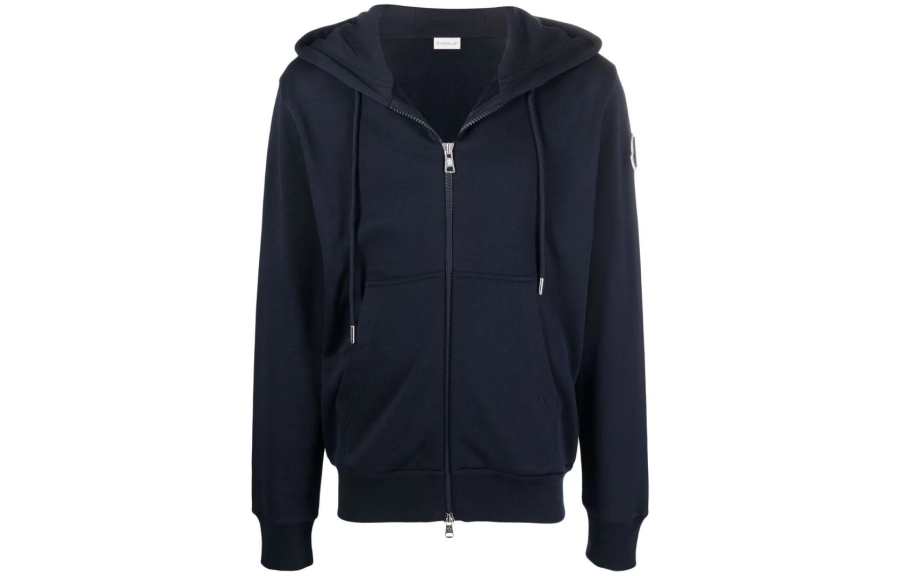 Moncler Sweatshirts Men's Black Hooded Non Detachable Moderate
