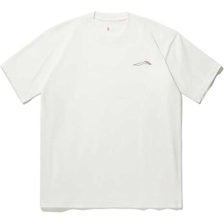 Li-Ning Li Ning T Shirts Men's Ivory Crew Neck Moderate