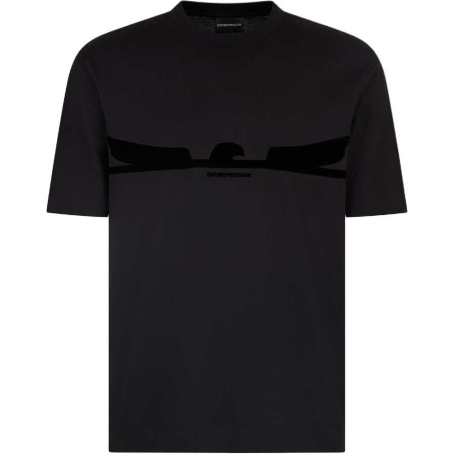 EMPORIO ARMANI Eagle emblem Velvet panel T shirt