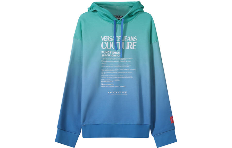 VERSACE JEANS COUTURE Sweatshirts Men's Green Gradient Hooded Moderate