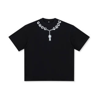 CHOUCHOUS T Shirts Unisex Black Crew Neck Moderate