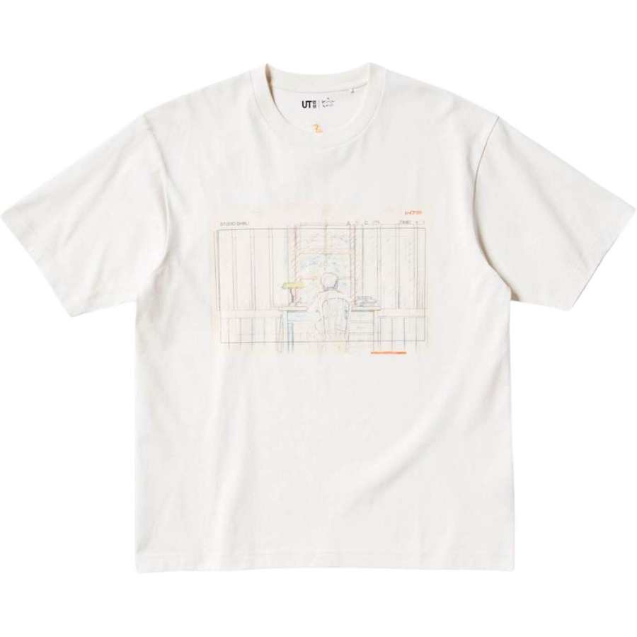 UNIQLO Mijin Genjin Collaboration T Shirts Unisex White Crew Neck Moderate