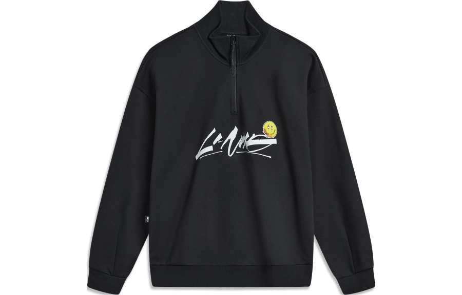 Li-Ning Li Ning Sweatshirts Unisex Black Stand Collar Moderate Regular