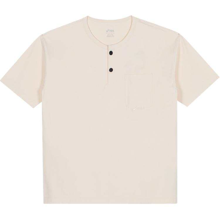 ASICS T Shirts Unisex Ecru Crew Neck Moderate Straight Fit