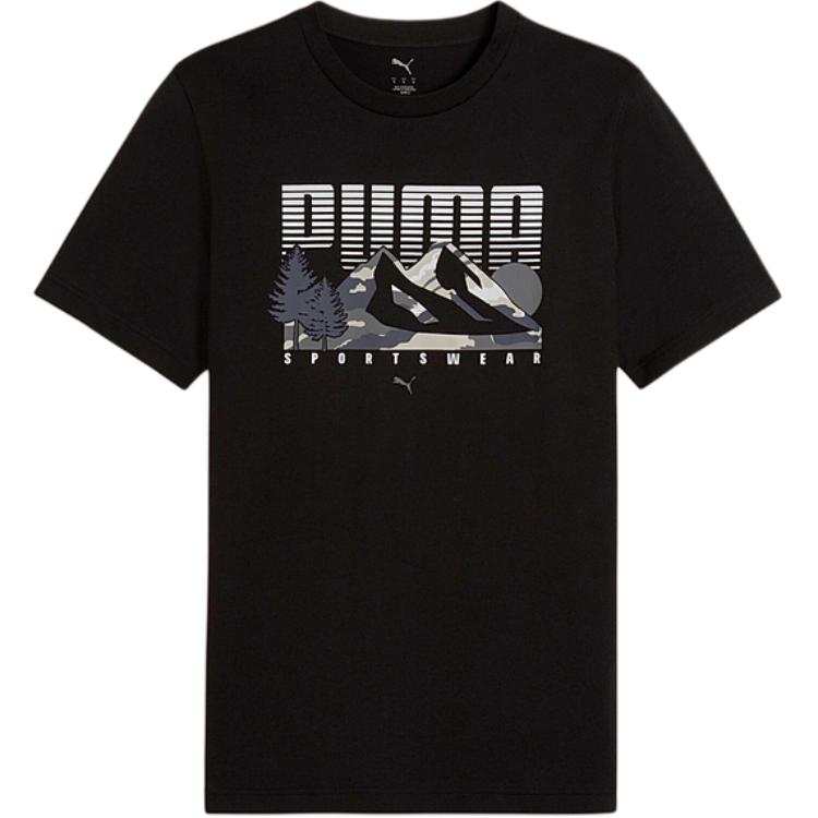 PUMA T Shirts Men's Black Crew Neck Moderate