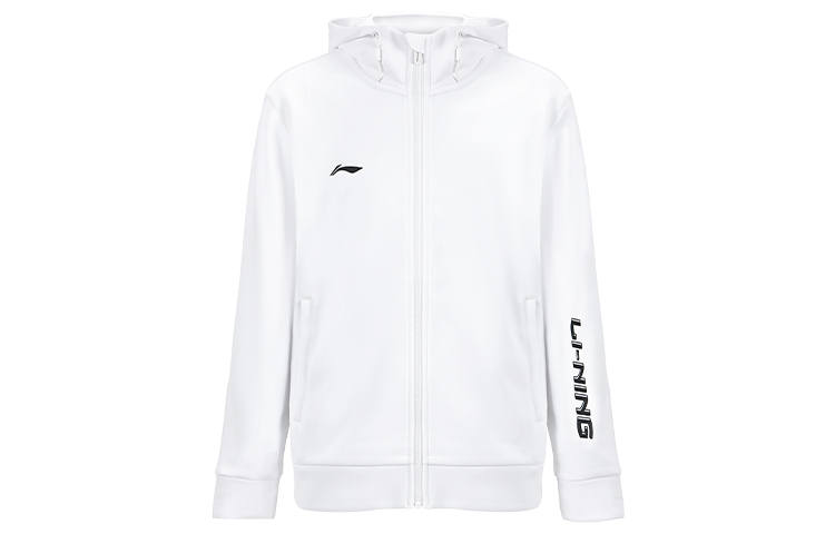 Li-Ning Li Ning Sweatshirts Unisex White Hooded Moderate Cardigan