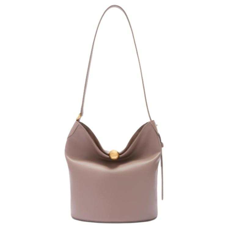 Furla Calfskin Bucket Bag, Shoulder Bag Small Women's Light Purple