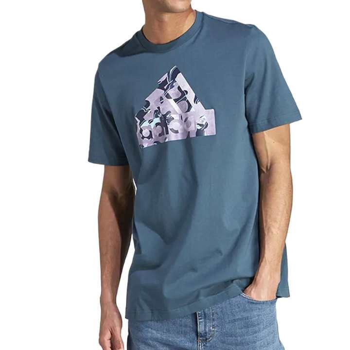 Adidas Adidas T Shirts Men's Blue Crew Neck Moderate Straight Fit