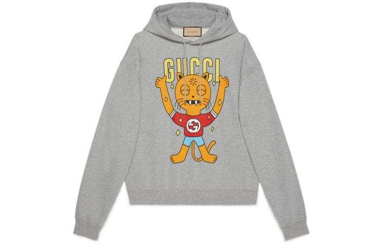 GUCCI 【Previous Season】cartoon-print slogan-print hoodie