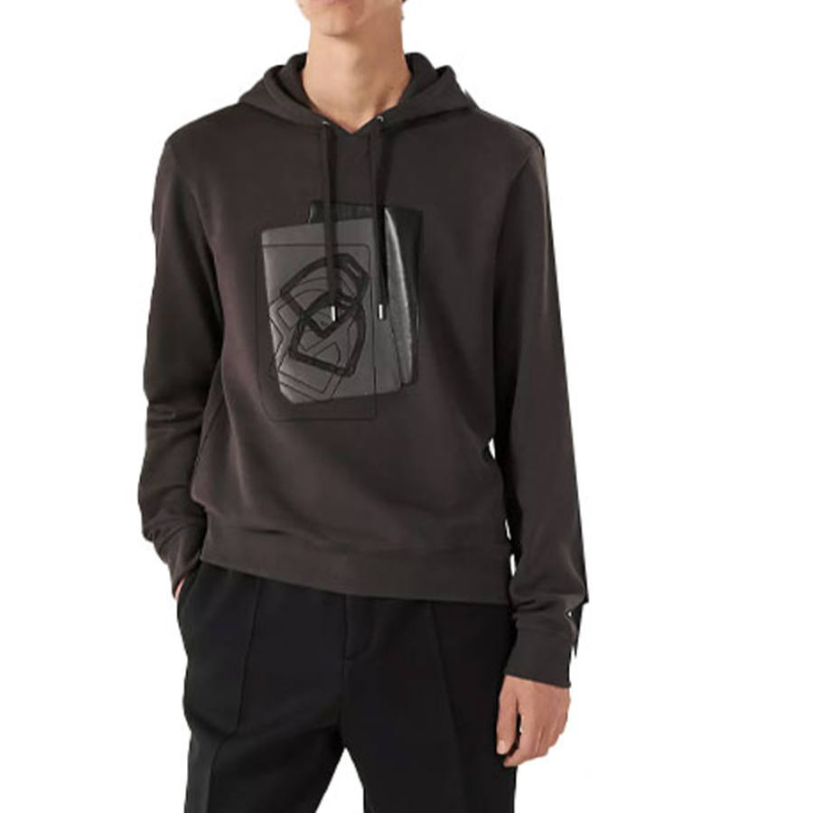 HERMES HERMES Sweatshirts Men's Coffee Hooded Moderate Regular