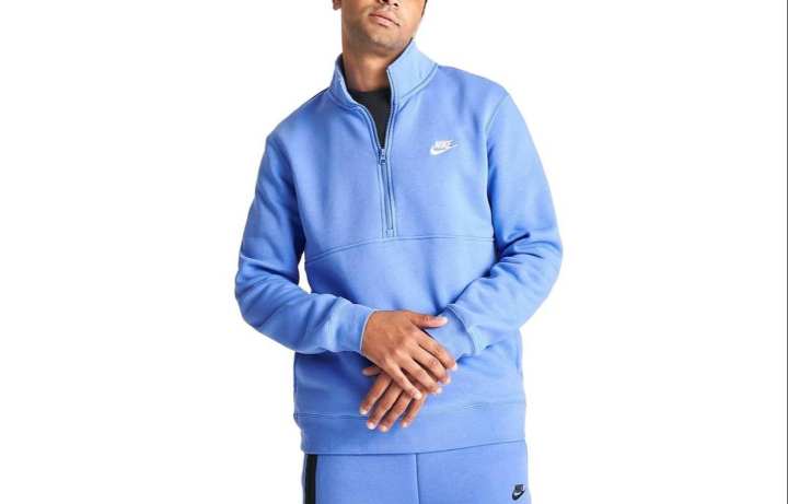 Nike Nike Sweatshirts Men's Blue Stand Collar Moderate Regular
