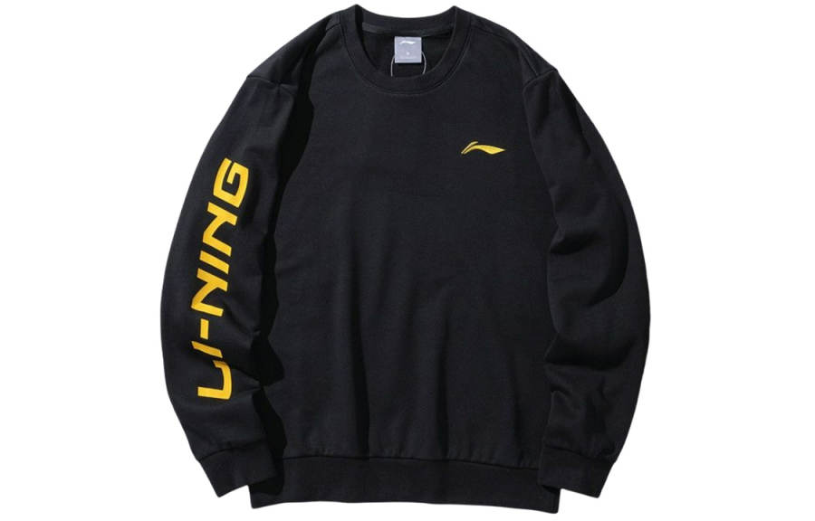Li-Ning Li Ning Sweatshirts Unisex Black Crew Neck Moderate Regular