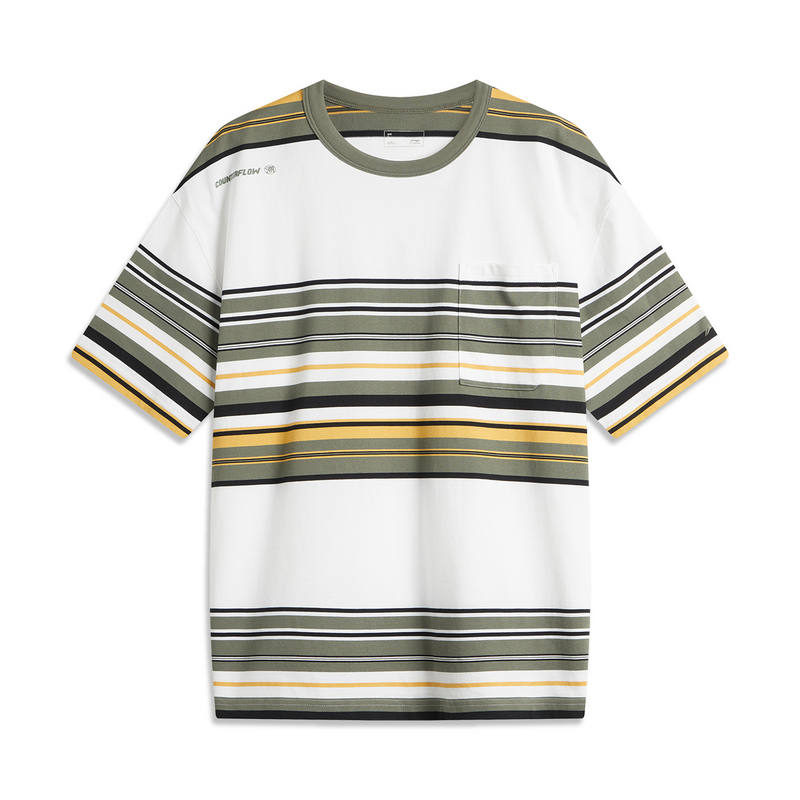 Li-Ning Li Ning T Shirt Unisex Ivory Stripes