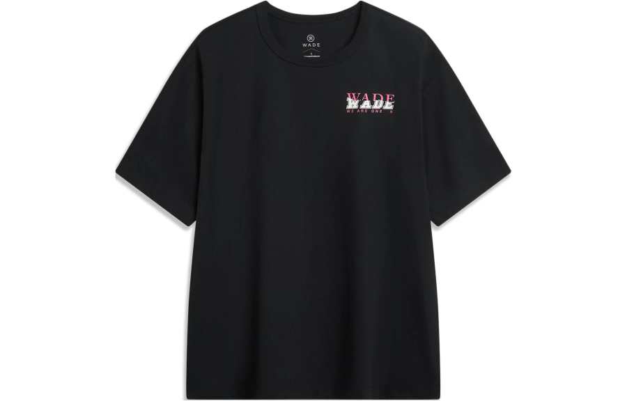 Li-Ning Li Ning T Shirts Men's Black Crew Neck Moderate Straight Fit