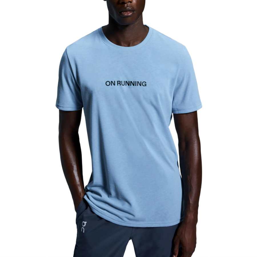 On On Run T Shirt Men's Light Gray Blue