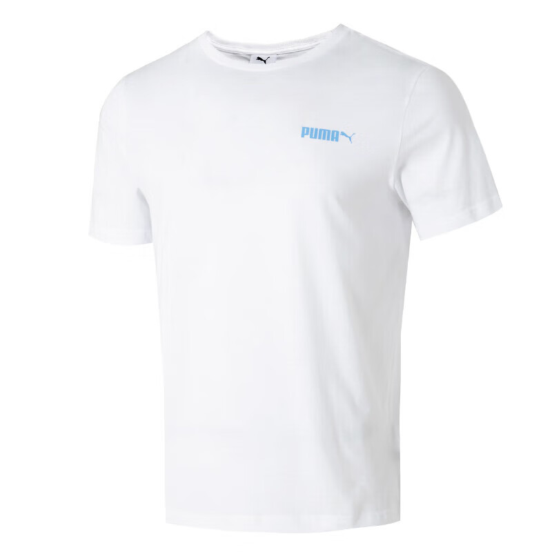 PUMA T Shirts Men's White Crew Neck Moderate Straight Fit
