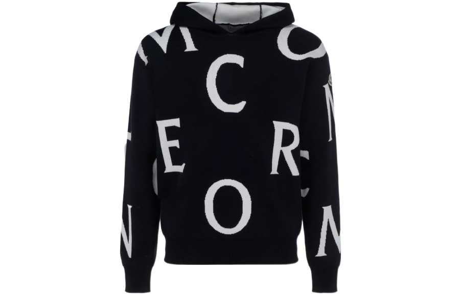 Moncler Sweatshirts Men's Black Hooded Moderate Regular
