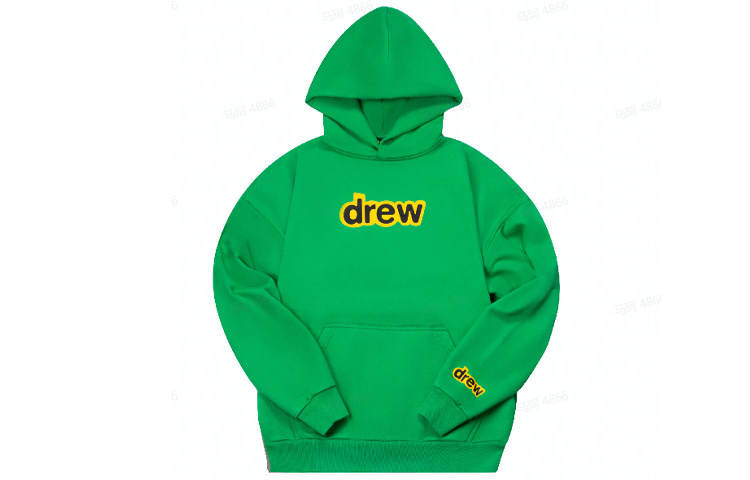 Drew house Letter Logo Series Sweatshirts Unisex Green Hooded Moderate Regular