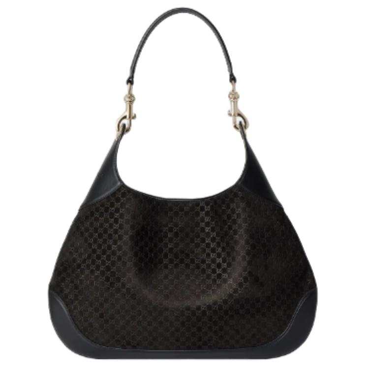GUCCI Suede Material Shoulder Bag Small Women's Black