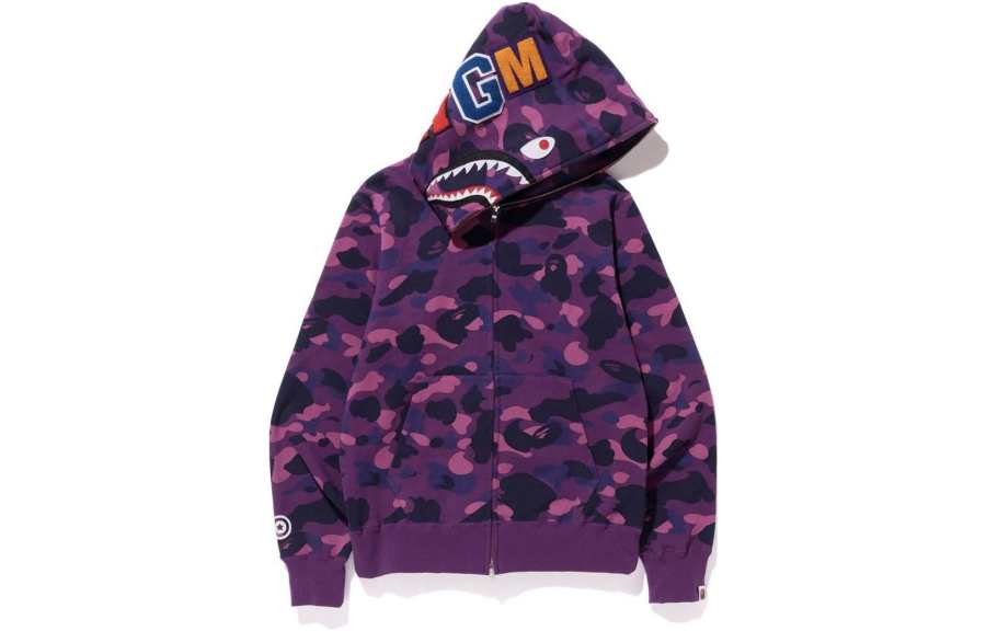 A BATHING APE Camo Shark Full Zip Hoodie