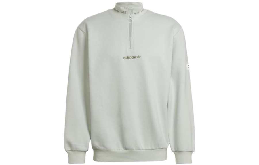 Adidas Originals Sweatshirts Unisex Light Green Stand Collar Moderate Regular