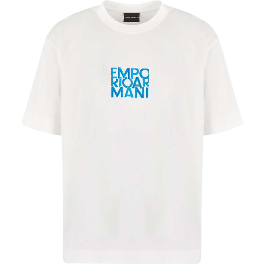 EMPORIO ARMANI Lyocell blend Jersey T shirt With Embroidery And Lettering Print