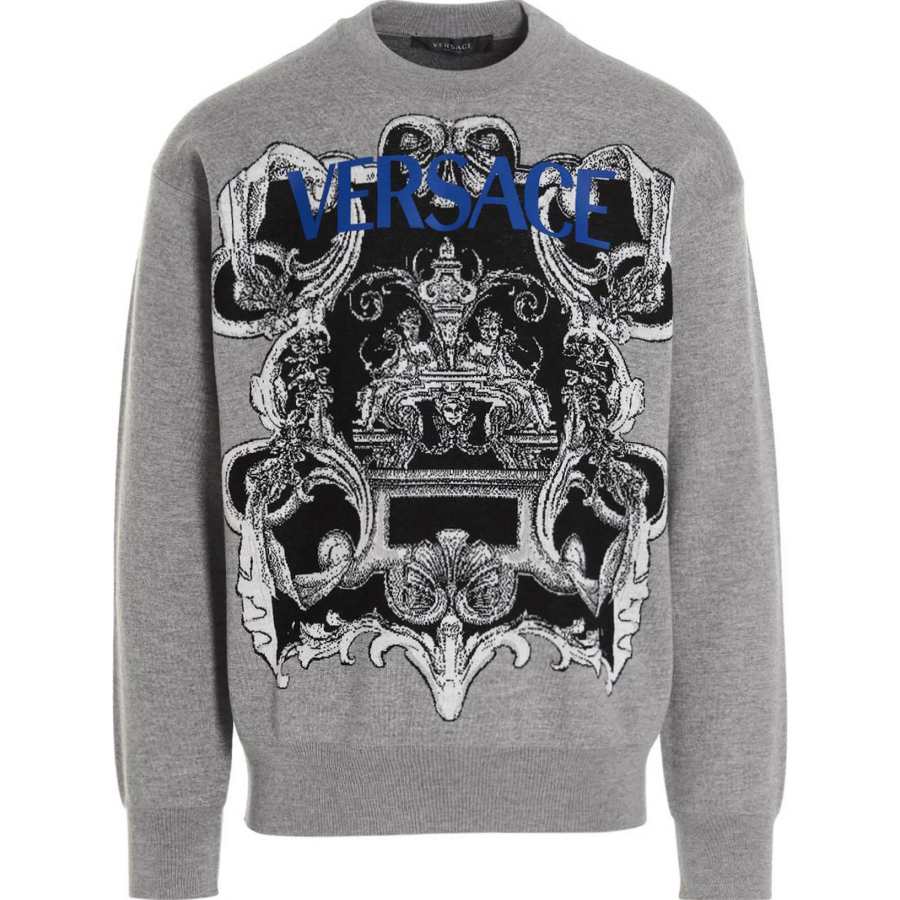 VERSACE VERSACE Sweatshirts Men's Gray Crew Neck Moderate