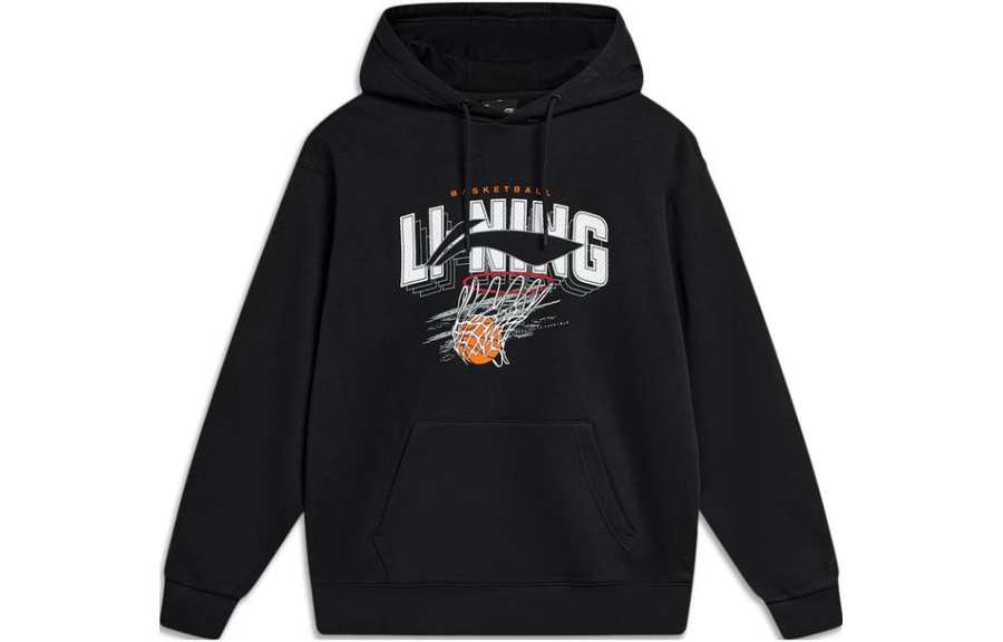 Li-Ning Li Ning Sports Fashion Collection Letter Print Casual Fleece Lined Hooded Pullover Long Sleeved Pre Fall Sweatshirt