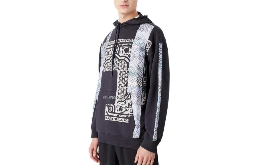 EMPORIO ARMANI Sweatshirts Men's Blue Hooded Moderate Regular