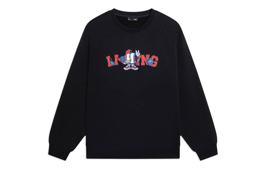 Li-Ning Li Ning Sports Life Collection Sweatshirts Unisex Black Crew Neck Thickened Regular