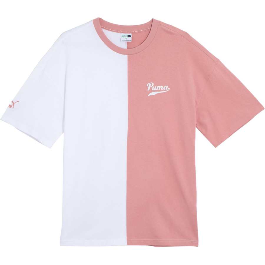 PUMA TEAM T Shirts Men's Rose Pink Crew Neck Moderate Straight Fit