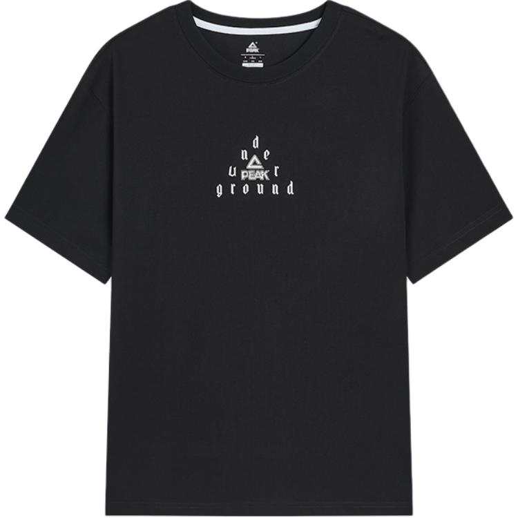 PEAK PEAK T Shirts Men's Black Crew Neck Moderate Straight Fit
