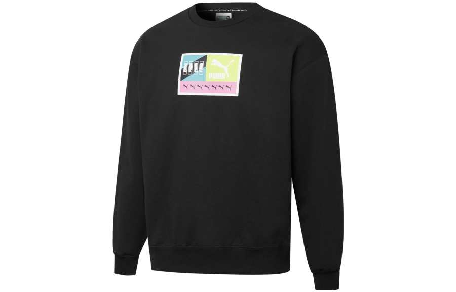 PUMA PUMA Sweatshirts Men's Black Crew Neck Moderate Regular