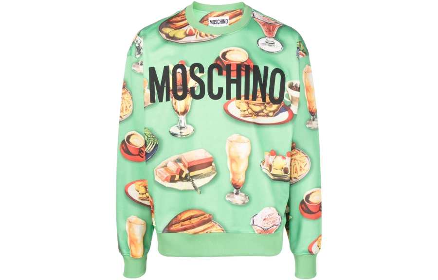 MOSCHINO Sweatshirts Men's Green Crew Neck Moderate Regular