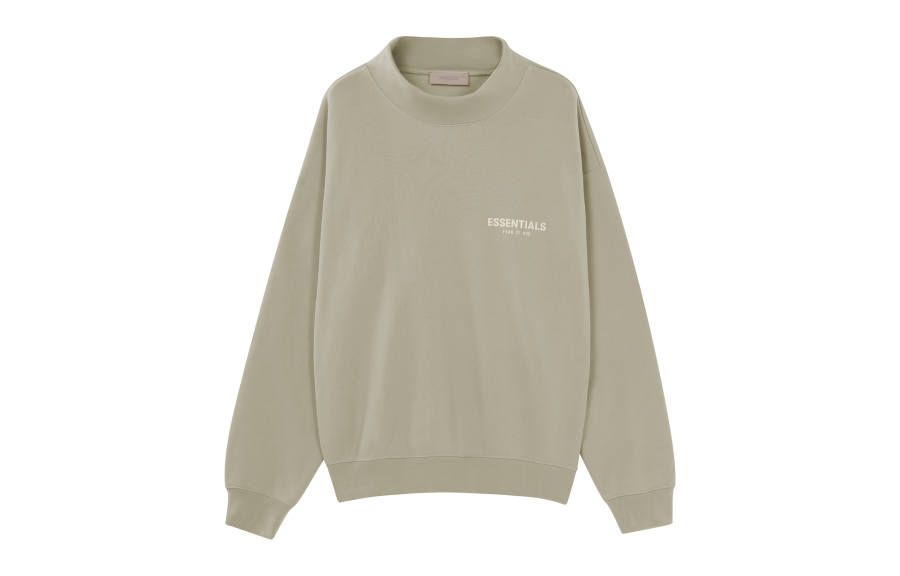 Fear Of God Essentials SS22 Solid Color Flocked Logo Long Sleeved Pullover Fleece Lined American Heavyweight Sweatshirt