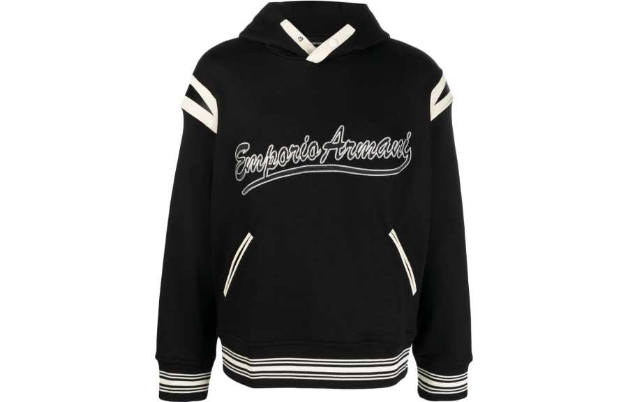 Emporio Armani logo-embroidered jersey hoodie
