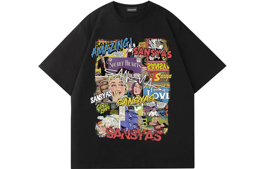 SANSYAS T Shirts Unisex Crew Neck Moderate Straight Fit