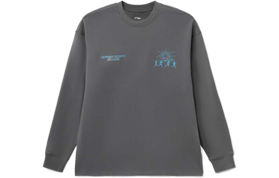 Li-Ning Li Ning Sports Fashion Collection Sweatshirts Men's Shadow Gray Crew Neck Moderate Regular