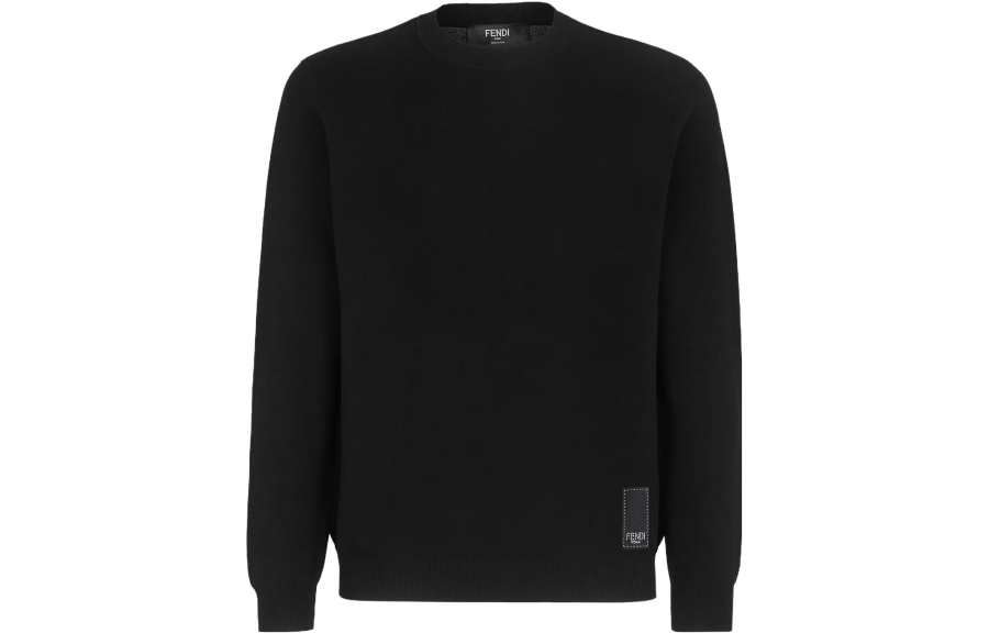 FENDI Sweatshirts Men's Black Crew Neck Moderate Regular