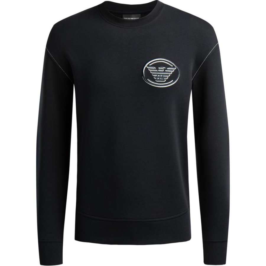 EMPORIO ARMANI Sweatshirts Men's Navy Blue Crew Neck Moderate Regular