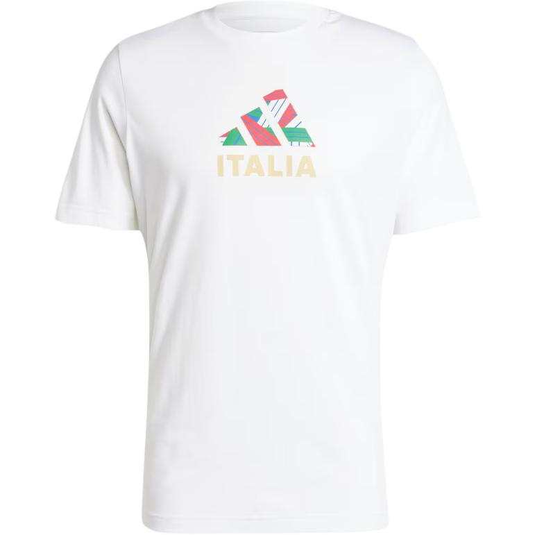 Adidas Adidas Italy T Shirts Men's White Crew Neck Moderate Straight Fit
