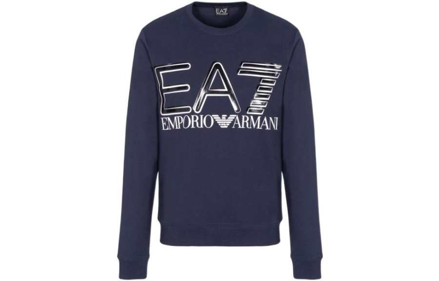 EMPORIO ARMANI EA7 Sweatshirts Men's Navy Blue Crew Neck Moderate