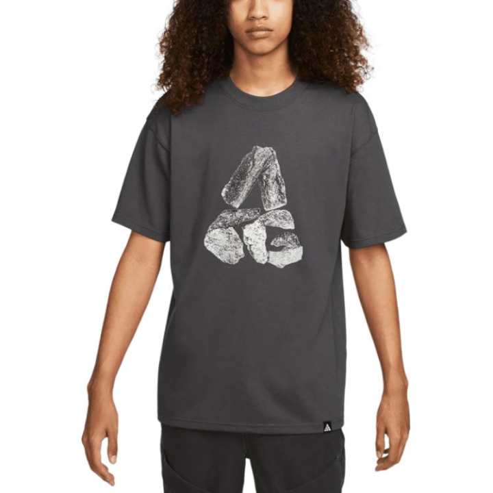 Nike Nike T Shirts Men's Gray Crew Neck Moderate Straight Fit