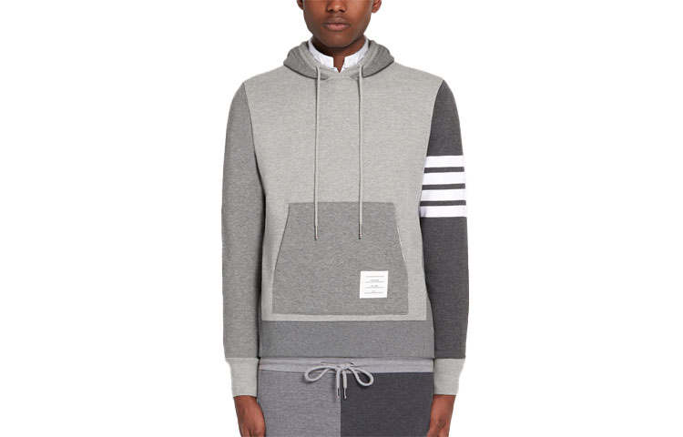 THOM BROWNE THOM BROWNE Logo Detailed Drawstring Hoodie